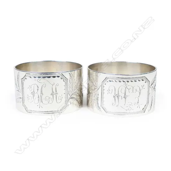 Walter Slaney (Auckland) pair of silver napkin rings,